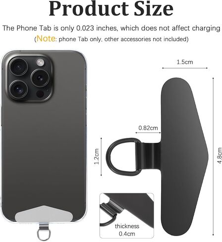 6 Pcs Phone Charm Hook, Phone Charm Holder Stainless Steel 360° Rotating Connector, No Adhesive, Universal Phones Strap Replacement for Full Phones Cases, Black & Silver in Saudi Arabia