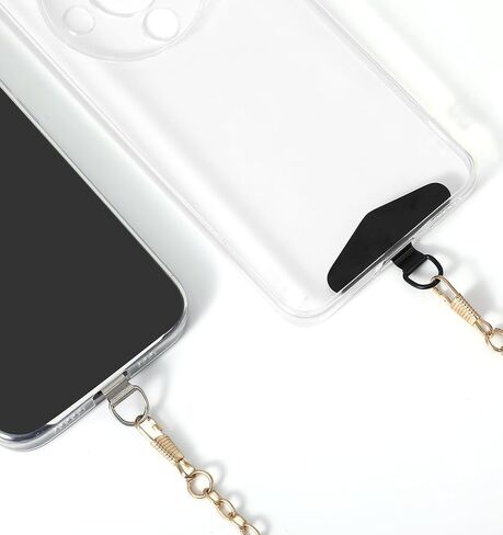 6 Pcs Phone Charm Hook, Phone Charm Holder Stainless Steel 360° Rotating Connector, No Adhesive, Universal Phones Strap Replacement for Full Phones Cases, Black & Silver in Saudi Arabia