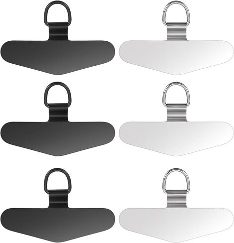 6 Pcs Phone Charm Hook, Phone Charm Holder Stainless Steel 360° Rotating Connector, No Adhesive, Universal Phones Strap Replacement for Full Phones Cases, Black & Silver in Saudi Arabia