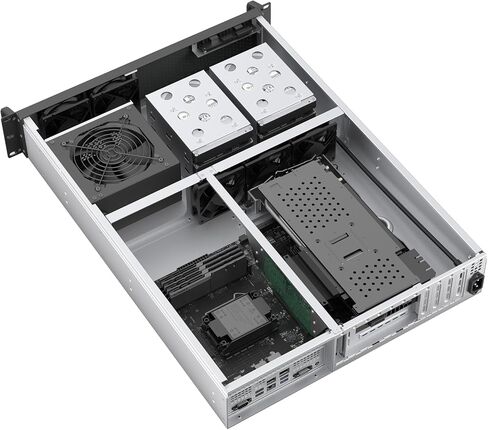 هيكل خادم Rosewill 2U Rackmount | دعم GPU أفقي بالحجم الكامل | متوافقة مع اللوحة الأم ATX | يدعم ما يصل إلى 6X 3.5 HDD Bays | مراوح 5 × 80 مم PWM | يو اس بي 3.2 تايب سي | آر إس في-Z2006 in Kuwait