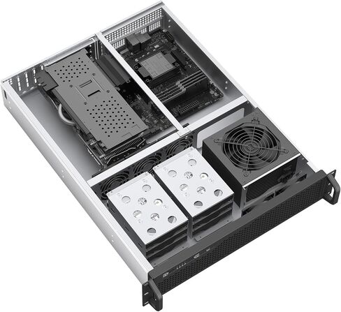 هيكل خادم Rosewill 2U Rackmount | دعم GPU أفقي بالحجم الكامل | متوافقة مع اللوحة الأم ATX | يدعم ما يصل إلى 6X 3.5 HDD Bays | مراوح 5 × 80 مم PWM | يو اس بي 3.2 تايب سي | آر إس في-Z2006 in Kuwait