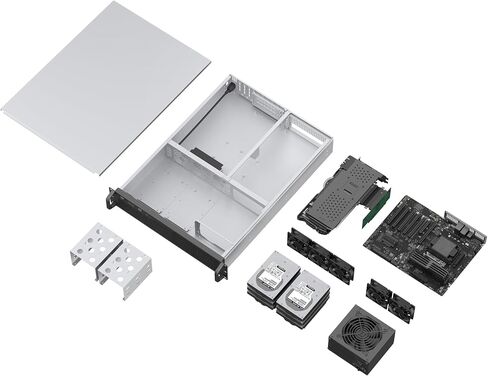 هيكل خادم Rosewill 2U Rackmount | دعم GPU أفقي بالحجم الكامل | متوافقة مع اللوحة الأم ATX | يدعم ما يصل إلى 6X 3.5 HDD Bays | مراوح 5 × 80 مم PWM | يو اس بي 3.2 تايب سي | آر إس في-Z2006 in Kuwait