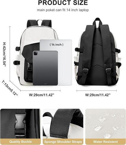 coowoz School Backpack for Men Women College Bookbag Waterproof Lightweight Black Backpack Mochilas Book Bag Rucksack Casual Daypack School Bag for Boys Girls in Kuwait