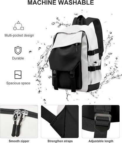 coowoz School Backpack for Men Women College Bookbag Waterproof Lightweight Black Backpack Mochilas Book Bag Rucksack Casual Daypack School Bag for Boys Girls in Kuwait