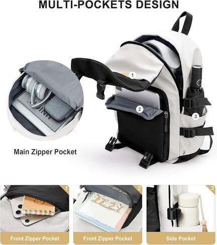 coowoz School Backpack for Men Women College Bookbag Waterproof Lightweight Black Backpack Mochilas Book Bag Rucksack Casual Daypack School Bag for Boys Girls in Kuwait