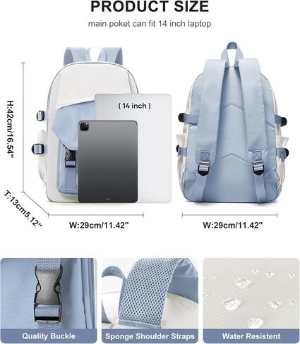 coowoz School Backpack for Men Women College Bookbag Waterproof Lightweight Black Backpack Mochilas Book Bag Rucksack Casual Daypack School Bag for Boys Girls in Kuwait