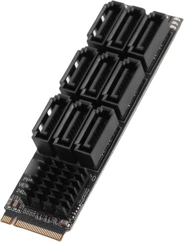 Dpofirs M.2 to Serial ATA 3.0 Adapter, 9-Port 3.0 Expansion Card with Cooler, Prevents SSD Overheating, Support for PCIE3.0-6Gbps Optical Drives X 9 in Saudi Arabia