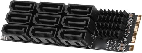 Dpofirs M.2 to Serial ATA 3.0 Adapter, 9-Port 3.0 Expansion Card with Cooler, Prevents SSD Overheating, Support for PCIE3.0-6Gbps Optical Drives X 9 in Saudi Arabia