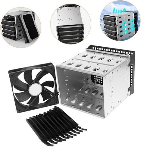 Hard Drive Bracket with Cooling Fan Drive Mounting Cage for Computer Tower Simple Installation Storage Rack Kit for Multi Hard Drive Mounting in Saudi Arabia