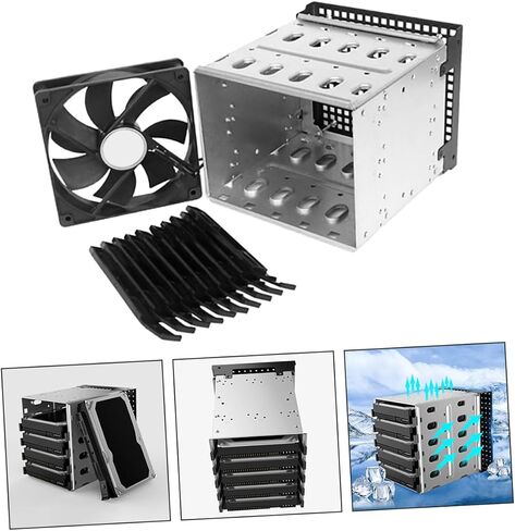 Hard Drive Bracket with Cooling Fan Drive Mounting Cage for Computer Tower Simple Installation Storage Rack Kit for Multi Hard Drive Mounting in Saudi Arabia