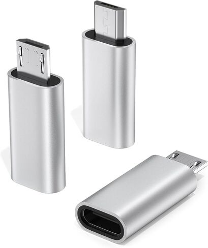 3 عبوات من محول USB C إلى Micro USB، محول USB من النوع C أنثى إلى Micro USB Male لمزامنة البيانات متوافق مع أجهزة Samsung Galaxy S7 S6 Note 5 وKindle وPS4 وNexus 5 6 وأجهزة USB الصغيرة (فضي) in Kuwait