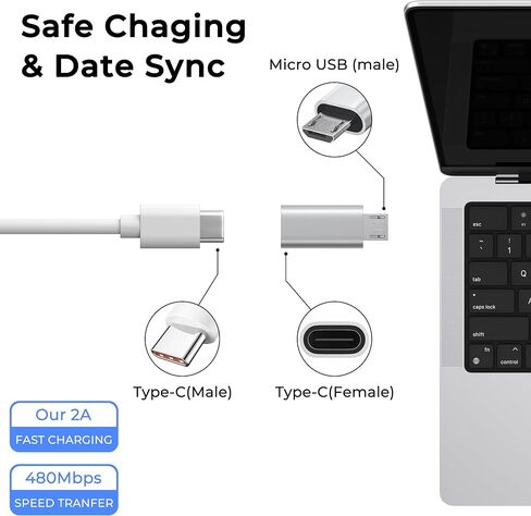 3 عبوات من محول USB C إلى Micro USB، محول USB من النوع C أنثى إلى Micro USB Male لمزامنة البيانات متوافق مع أجهزة Samsung Galaxy S7 S6 Note 5 وKindle وPS4 وNexus 5 6 وأجهزة USB الصغيرة (فضي) in Kuwait
