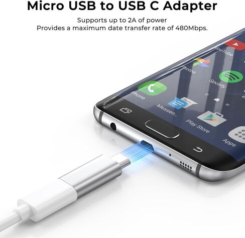 3 عبوات من محول USB C إلى Micro USB، محول USB من النوع C أنثى إلى Micro USB Male لمزامنة البيانات متوافق مع أجهزة Samsung Galaxy S7 S6 Note 5 وKindle وPS4 وNexus 5 6 وأجهزة USB الصغيرة (فضي) in Kuwait