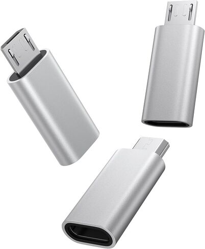 3 عبوات من محول USB C إلى Micro USB، محول USB من النوع C أنثى إلى Micro USB Male لمزامنة البيانات متوافق مع أجهزة Samsung Galaxy S7 S6 Note 5 وKindle وPS4 وNexus 5 6 وأجهزة USB الصغيرة (فضي) in Kuwait