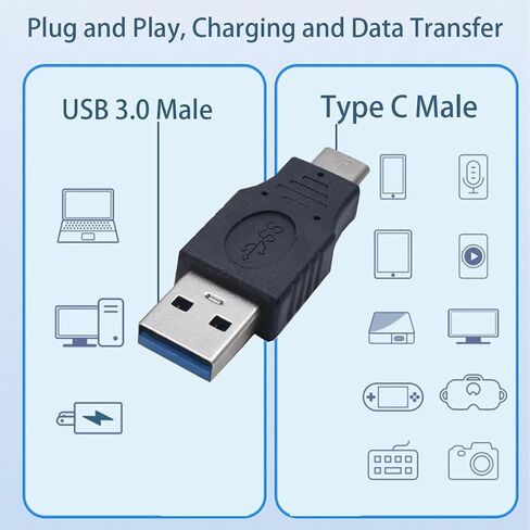 2 قطعة USB 3.0 ذكر إلى محول أنثى من النوع C، محول USB-C أنثى إلى USB A ذكر، يدعم البيانات والشحن لأجهزة الكمبيوتر المحمول، والقرص الصلب، والهواتف المحمولة in Kuwait