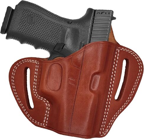 حافظة جلدية OWB لـ Glock 43 - حافظة OWB لـ Glock 43x - لـ G42، G43، G43X، Mos/Rgr SR22، LC9s / Taurus GX4 - حافظات جلدية لـ Glock 42 - حافظات الفطائر G43x Mos - حافظة مسدس من جلد العجل in Kuwait