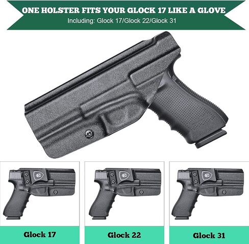 حافظة WARRIORLAND IWB Kydex لـ Glock 17/22/31 - تناسب G17 Gen 1-5، G22 Gen 3-4، G31 Gen 3-5 - لا تناسب G22 Gen 5 - حمل مخفي داخل حزام الخصر، قابل للتعديل والاحتفاظ، اليد اليمنى/اليسرى in Saudi Arabia
