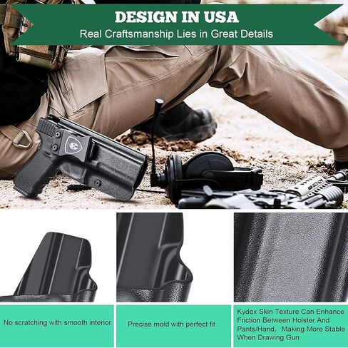 WARRIORLAND IWB Kydex Holster for Glock 17/22/31 – Fit G17 Gen 1-5, G22 Gen 3-4, G31 Gen 3-5 – Not Fit G22 Gen 5 – Inside Waistband Concealed Carry, Adjustable Cant & Retention, Right/Left Hand in Saudi Arabia