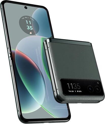 Motorola Moto Razr 40 5G 2023 (128 جيجابايت، 8 جيجابايت) 6.9 بوصة AMOLED قابلة للطي، Snapdragon 7 Gen 1، Android 13 (كريكيت) XT2323 (أخضر داكن) (متجدد) in Kuwait