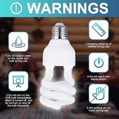 4 قطع من مصابيح الزواحف UVB 10.0 26 واط، مصباح الزواحف UVB للزواحف الصحراوية الاستوائية/شبه الاستوائية، ضوء فلورسنت محاكي للزواحف والسلاحف والتنين الملتحي والسحلية والبريص in Kuwait