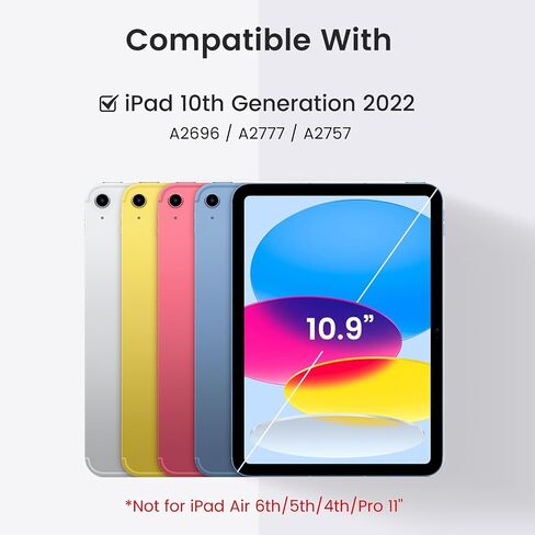Magnetic Keyboard Case for iPad (A16) 11th 10th Generation 11/10.9 inch, 7 Color Backlit Detachable Wireless Keyboard 360 Rotatable Cover with Pencil Holder for New iPad 10th Gen 2022 - Black in Saudi Arabia