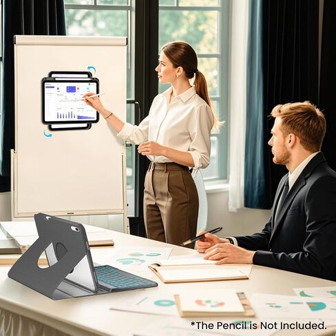 Magnetic Keyboard Case for iPad (A16) 11th 10th Generation 11/10.9 inch, 7 Color Backlit Detachable Wireless Keyboard 360 Rotatable Cover with Pencil Holder for New iPad 10th Gen 2022 - Black in Saudi Arabia