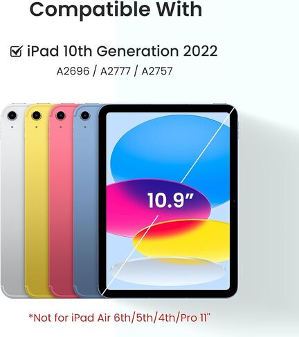 Magnetic Keyboard Case for iPad (A16) 11th 10th Generation 11/10.9 inch, 7 Color Backlit Detachable Wireless Keyboard 360 Rotatable Cover with Pencil Holder for New iPad 10th Gen 2022 - Black in Saudi Arabia