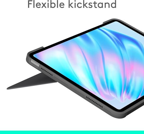 Logitech Combo Touch iPad Air 11 بوصة (M2)، iPad Air (الجيل الرابع والخامس - 2020، 2022) حافظة لوحة المفاتيح - لوحة مفاتيح بإضاءة خلفية قابلة للفصل مع مسند - رمادي أكسفورد in Kuwait