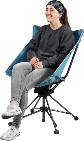 Garden Elements Swivel Camping Chair – Portable Outdoor Chair with 360° Swivel, Tall Back Support, Breathable Nylon Mesh, Steel Frame, Foldable Design with Carrying Case – Red in Saudi Arabia