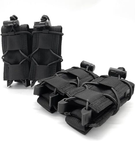 2PC Molle Pistol Mag Pouch, Open Top Double Handgun Magazines Holder with Molle Strap for 9mm/.40 Calibers 45acp Glock S&W M&P Or Springfield 1911 etc. in Saudi Arabia