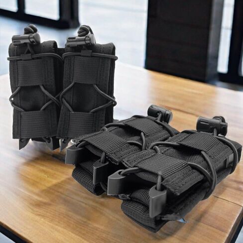 2PC Molle Pistol Mag Pouch, Open Top Double Handgun Magazines Holder with Molle Strap for 9mm/.40 Calibers 45acp Glock S&W M&P Or Springfield 1911 etc. in Saudi Arabia