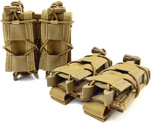2PC Molle Pistol Mag Pouch, Open Top Double Handgun Magazines Holder with Molle Strap for 9mm/.40 Calibers 45acp Glock S&W M&P Or Springfield 1911 etc. in Saudi Arabia