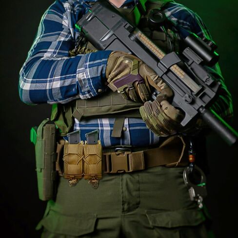 2PC Molle Pistol Mag Pouch, Open Top Double Handgun Magazines Holder with Molle Strap for 9mm/.40 Calibers 45acp Glock S&W M&P Or Springfield 1911 etc. in Saudi Arabia