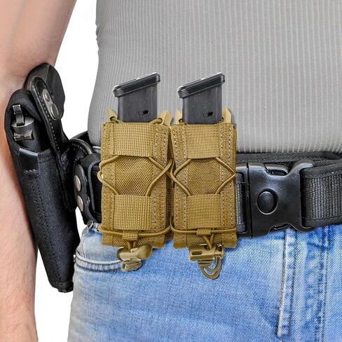2PC Molle Pistol Mag Pouch, Open Top Double Handgun Magazines Holder with Molle Strap for 9mm/.40 Calibers 45acp Glock S&W M&P Or Springfield 1911 etc. in Saudi Arabia