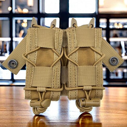 2PC Molle Pistol Mag Pouch, Open Top Double Handgun Magazines Holder with Molle Strap for 9mm/.40 Calibers 45acp Glock S&W M&P Or Springfield 1911 etc. in Saudi Arabia