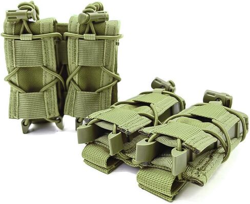 2PC Molle Pistol Mag Pouch, Open Top Double Handgun Magazines Holder with Molle Strap for 9mm/.40 Calibers 45acp Glock S&W M&P Or Springfield 1911 etc. in Saudi Arabia