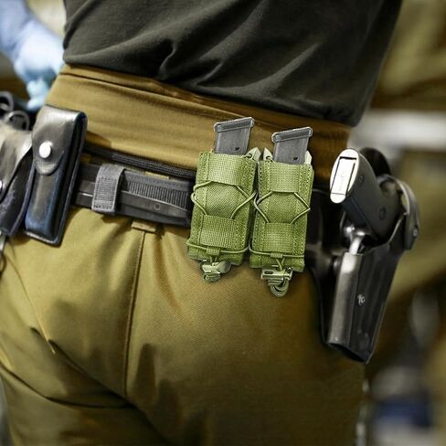 2PC Molle Pistol Mag Pouch, Open Top Double Handgun Magazines Holder with Molle Strap for 9mm/.40 Calibers 45acp Glock S&W M&P Or Springfield 1911 etc. in Saudi Arabia