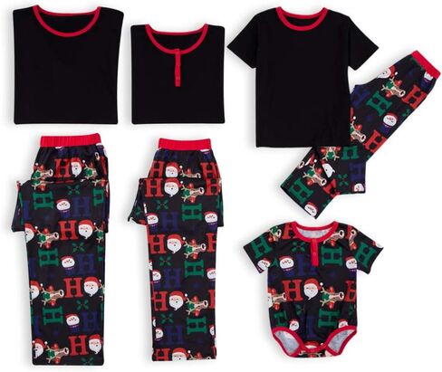 IFFEI Family Christmas Pajamas Matching Sets with Short Sleeve Tops | Christmas Pajamas for Family Photos; Soft Stretch Tops, Pants with Pockets; Adult Adjustable Drawstring Waist in Kuwait