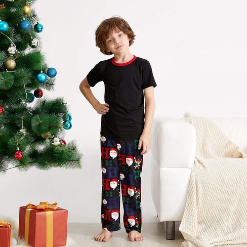 IFFEI Family Christmas Pajamas Matching Sets with Short Sleeve Tops | Christmas Pajamas for Family Photos; Soft Stretch Tops, Pants with Pockets; Adult Adjustable Drawstring Waist in Kuwait