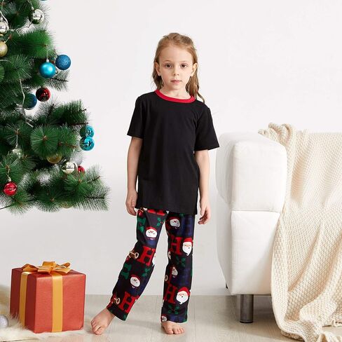 IFFEI Family Christmas Pajamas Matching Sets with Short Sleeve Tops | Christmas Pajamas for Family Photos; Soft Stretch Tops, Pants with Pockets; Adult Adjustable Drawstring Waist in Kuwait