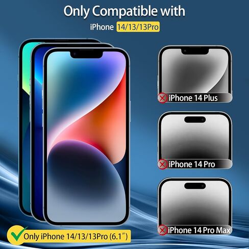 3 Pack Screen Protector Compatible with iPhone 14/13/13 Pro with Installation Frame, Anti-Scratch 9H Hardness Tempered Glass, Bubble Free, Case Friendly in Saudi Arabia