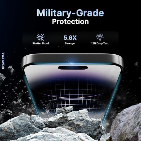 واقي شاشة لهاتف iPhone 17 Pro مقاس 6.3 بوصات 5X أقوى من الزجاج المقسى 9H+ صلابة 12FT درجة عسكرية مقاومة للكسر HD واضحة، إطار تثبيت خالٍ من الفقاعات مقاوم للخدش in Saudi Arabia