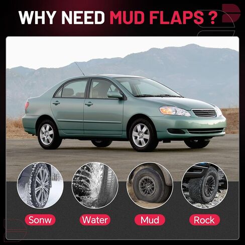 BDFHYK MUD DILAPS SPLASH GRADS MUDGURANS MUDFLAPS متوافق مع Toyota Tundra بدون Fender Flares 2007-2021 ، 4 مساءً الأمامية والخلفية in Saudi Arabia