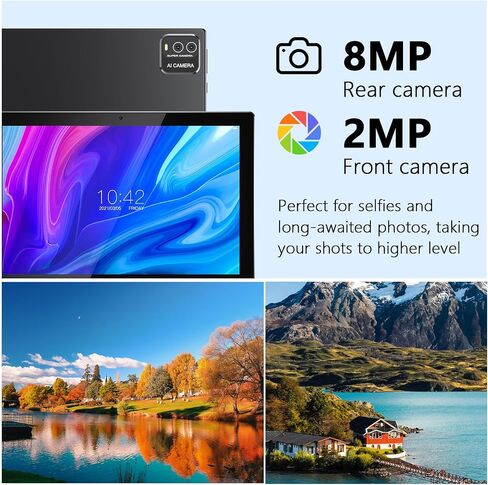 10" Android 15 Tablet Kit with Case/Stylus, 12(4+8Expand) GB RAM+64GB ROM, 2+8MP Dual Camera, 6000mAh Battery (Tablet+case+Stylus+beyboard+Mouse), Blue, in Saudi Arabia