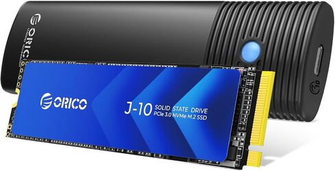 ORICO 1 تيرابايت DIY SSD محمول - ما يصل إلى 1000 ميجابايت/ثانية - USB-C، 1 تيرابايت Gen 3x4 SSD مع حاوية USB 3.2 Type-C إلى M.2 SSD بسرعة 10 جيجابت في الثانية لـ NVMe M.2(M-Key/B+M-Key) SSD-PWDM2 in Kuwait