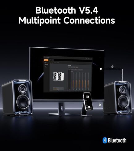 Edifier QR30 2.0 Desktop Active Speaker, Compact Bluetooth V5.4 Computer Speakers, Wireless Bookshelf Speaker, 30W (RMS), 3.5mm AUX & USB-A Wired Input, App Control, Black (Renewed) in Saudi Arabia