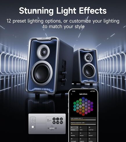 Edifier QR30 2.0 Desktop Active Speaker, Compact Bluetooth V5.4 Computer Speakers, Wireless Bookshelf Speaker, 30W (RMS), 3.5mm AUX & USB-A Wired Input, App Control, Black (Renewed) in Saudi Arabia