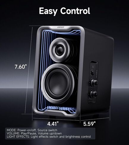 Edifier QR30 2.0 Desktop Active Speaker, Compact Bluetooth V5.4 Computer Speakers, Wireless Bookshelf Speaker, 30W (RMS), 3.5mm AUX & USB-A Wired Input, App Control, Black (Renewed) in Saudi Arabia
