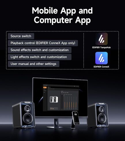 Edifier QR30 2.0 Desktop Active Speaker, Compact Bluetooth V5.4 Computer Speakers, Wireless Bookshelf Speaker, 30W (RMS), 3.5mm AUX & USB-A Wired Input, App Control, Black (Renewed) in Saudi Arabia