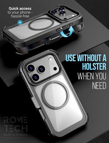 حافظة مصممة لهاتف iPhone 17 Pro مع حافظة بمشبك حزام، وغطاء نحيف بمسند متوافق مع شواحن Magsafe - حافظة هاتف لهاتف iPhone 17 Pro - أسود in Kuwait